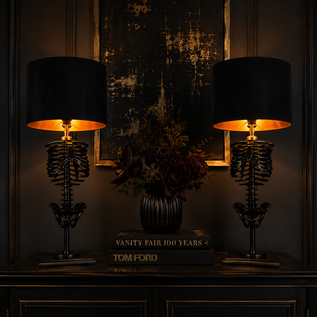 Gothic Skeleton Table Lamp – Vintage Dark Decor Bedside Light