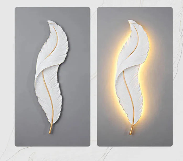 LED Feather Wall Light – Modern Decorative Wall Sconce for Bedroom, Living Room & Hallway