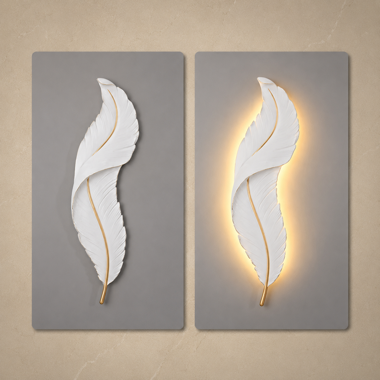 LED Feather Wall Light – Modern Decorative Wall Sconce for Bedroom, Living Room & Hallway