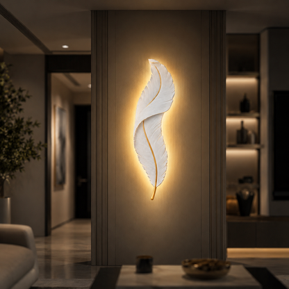 LED Feather Wall Light – Modern Decorative Wall Sconce for Bedroom, Living Room & Hallway