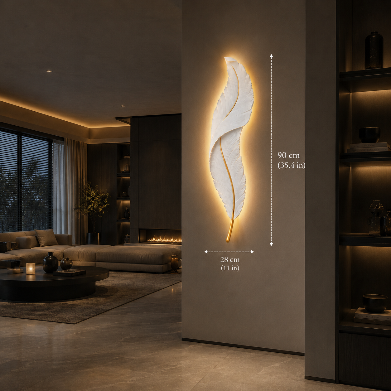 LED Feather Wall Light – Modern Decorative Wall Sconce for Bedroom, Living Room & Hallway