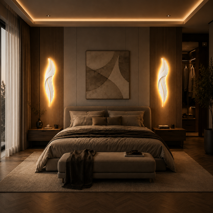 LED Feather Wall Light – Modern Decorative Wall Sconce for Bedroom, Living Room & Hallway