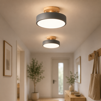 Nordic Flush Mount Ceiling Light – Modern Wood LED Hallway & Bedroom Lamp