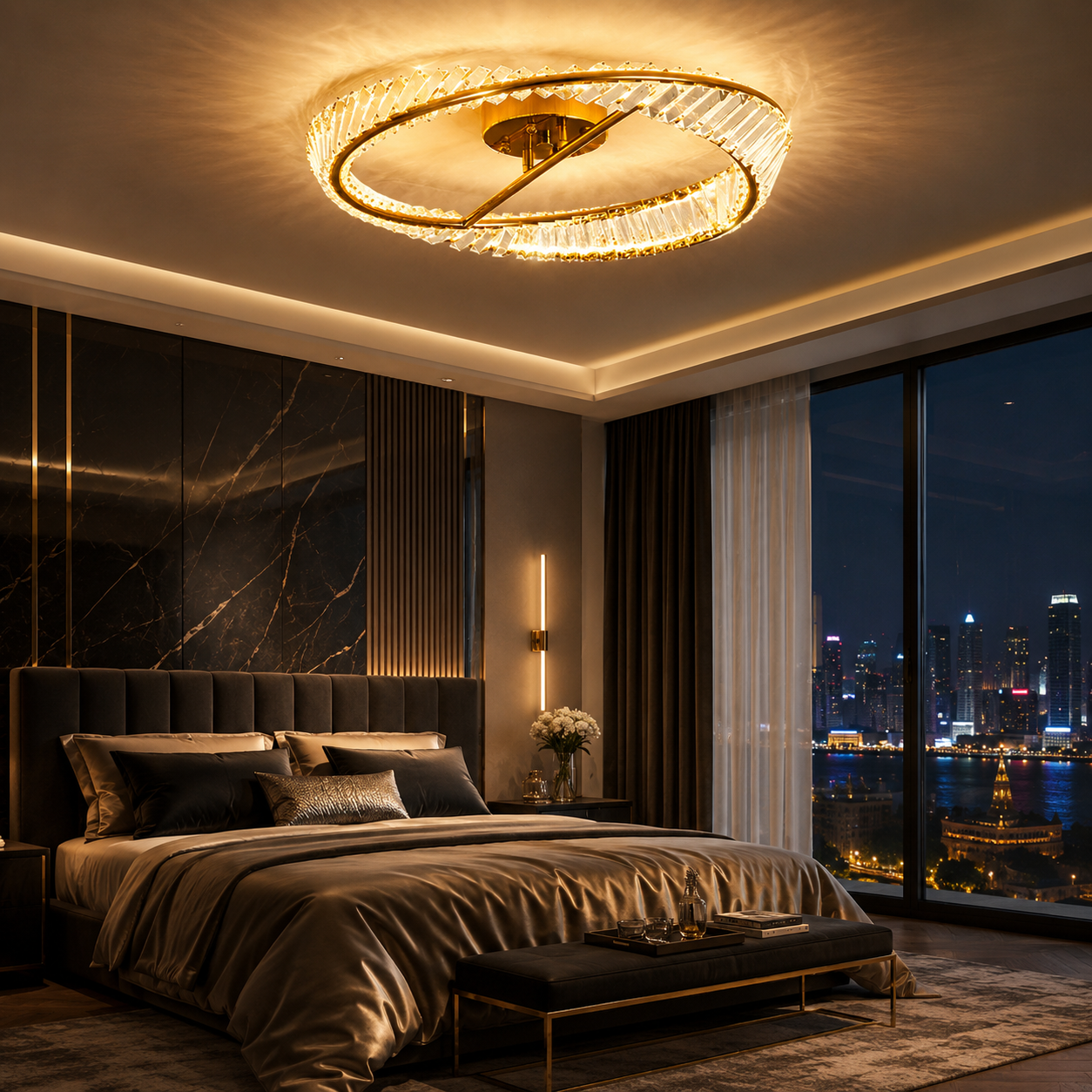 Luxury Modern Gold Crystal Ceiling Light Flush Mount