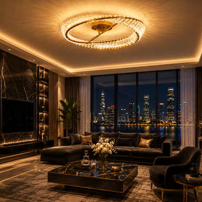 Luxury Modern Gold Crystal Ceiling Light Flush Mount