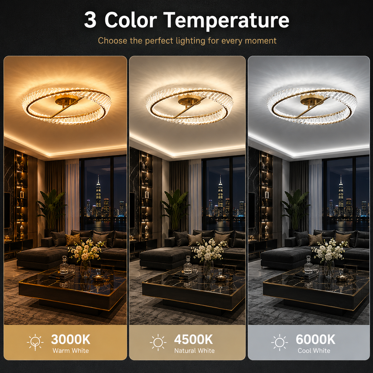 Luxury Modern Gold Crystal Ceiling Light Flush Mount