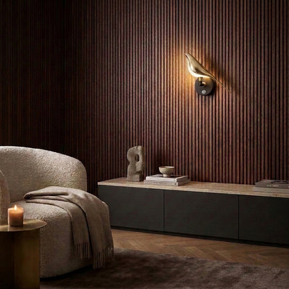 Gold Bird LED Wall Lamp – Touch Dimmable Magpie Sconce for Bedroom, Living Room & Hallway