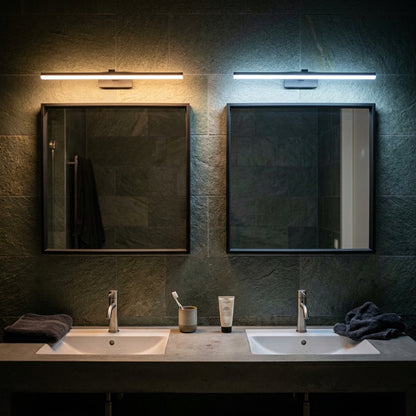 Light colour comparison: warm white 3000K and cool white 6000K Slim LED Mirror Lights side by side
